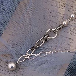 Ball Drop Sterling Silver Chain Link Necklace